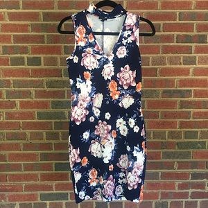 Cute Floral Bodycon Mini Dress